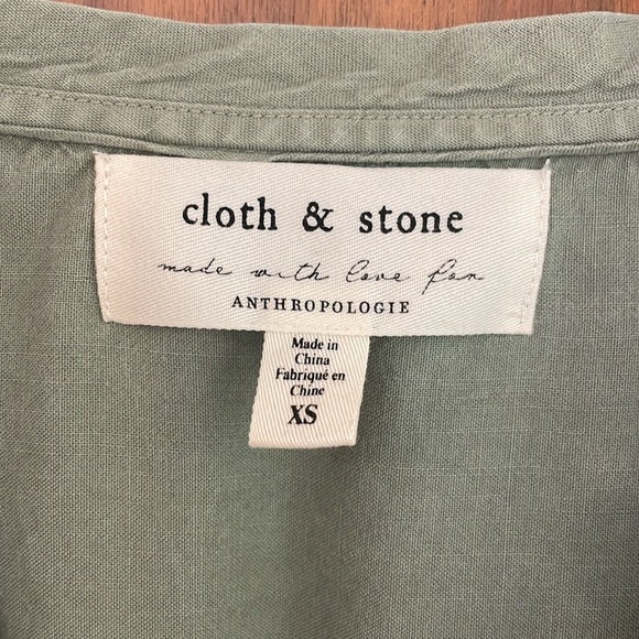 Cloth and Stone sage green dress with elastic detail & reversible waist tie. - Picture 6 of 7